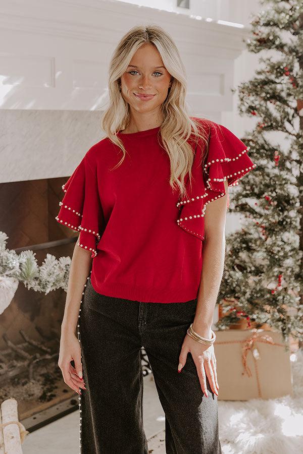 Impressions Social Hour Pearl Embellished Top