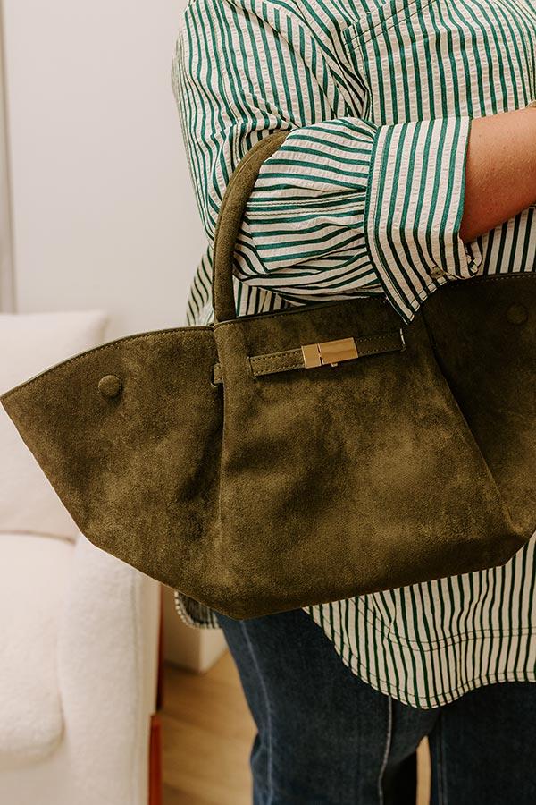 Impressions Soho Stroll Faux Suede Tote In Olive