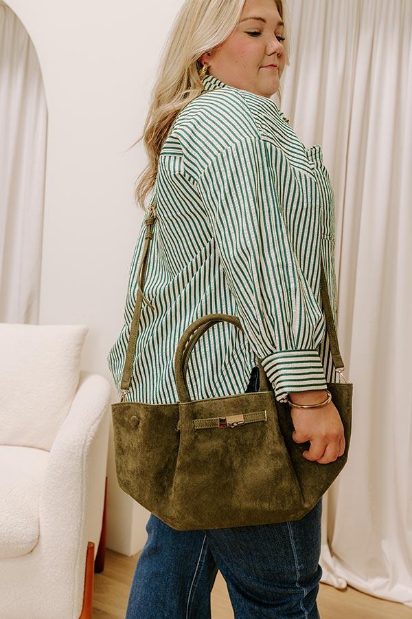 Impressions Soho Stroll Faux Suede Tote In Olive