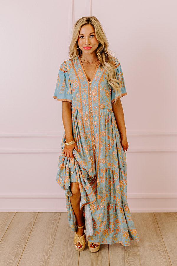 Impressions Soho Stroll Floral Midi In Airy Blue