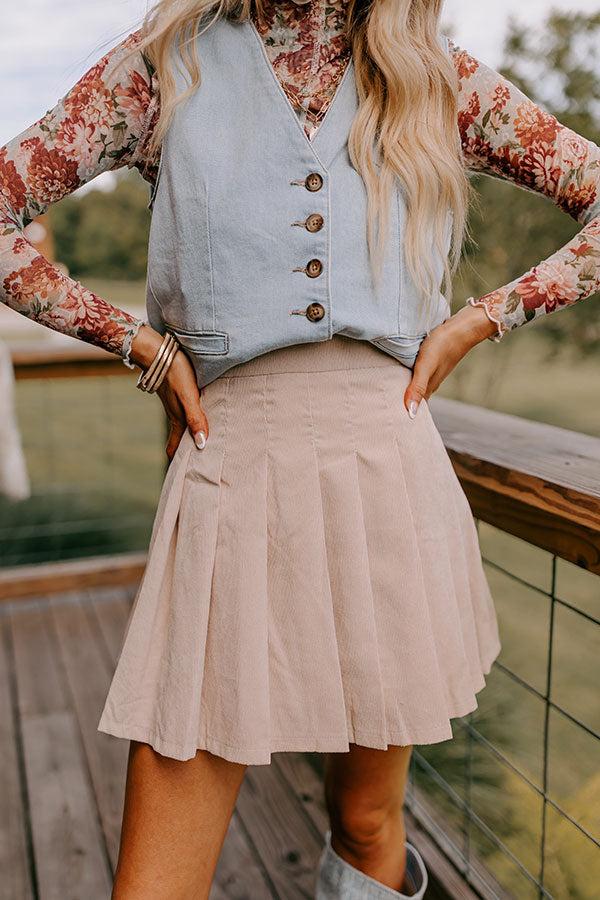 Impressions Spill It Pleated Skort In Light Beige