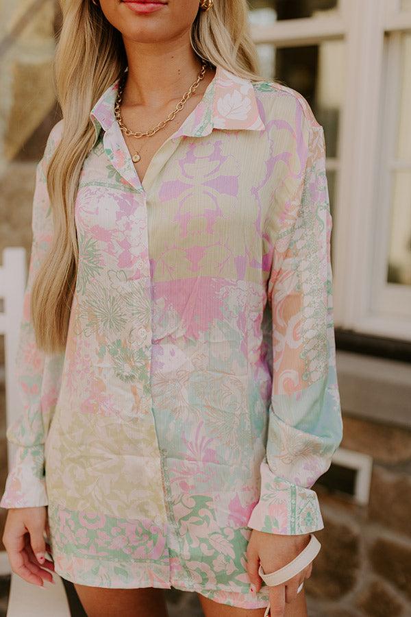 Impressions Spring Garden Floral Button Up