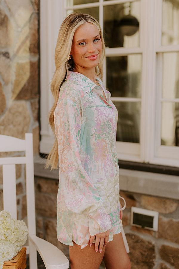 Impressions Spring Garden Floral Button Up
