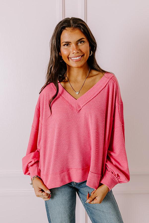 Impressions Springtime Sips Waffle Knit Top