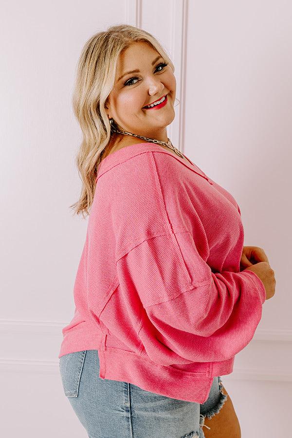 Impressions Springtime Sips Waffle Knit Top Curves