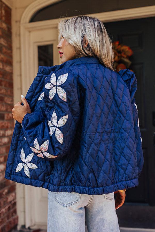 Impressions Statement Maker Quilted Jacket In Navy