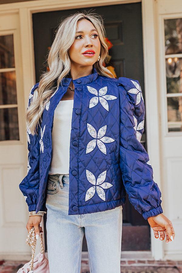 Impressions Statement Maker Quilted Jacket In Navy