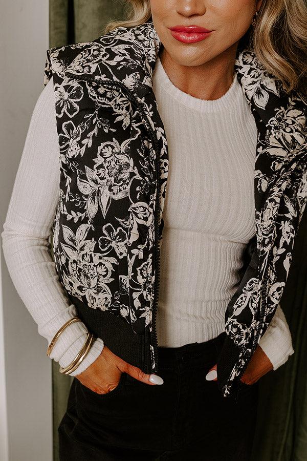 Impressions Statement Piece Floral Puffer Vest