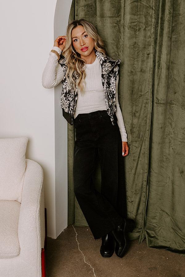 Impressions Statement Piece Floral Puffer Vest