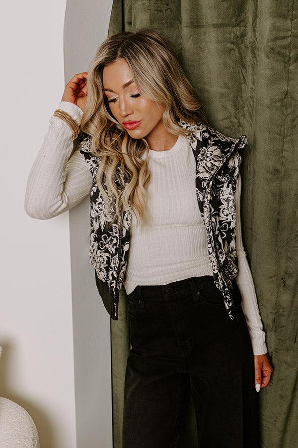 Impressions Statement Piece Floral Puffer Vest