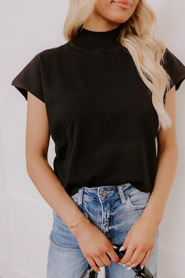 Impressions Statement Piece Knit Top In Black