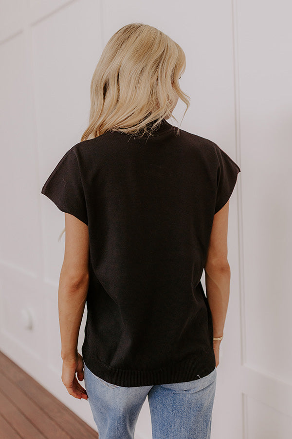Impressions Statement Piece Knit Top In Black