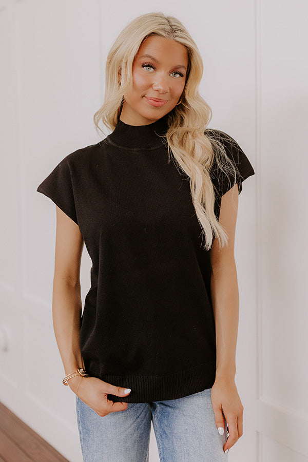 Impressions Statement Piece Knit Top in Black