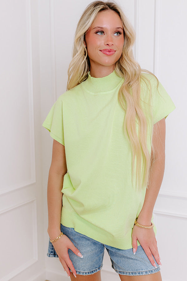 Impressions Statement Piece Knit Top In Lime Punch