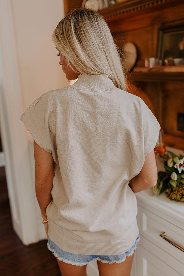 Impressions Statement Piece Knit Top In Oatmeal