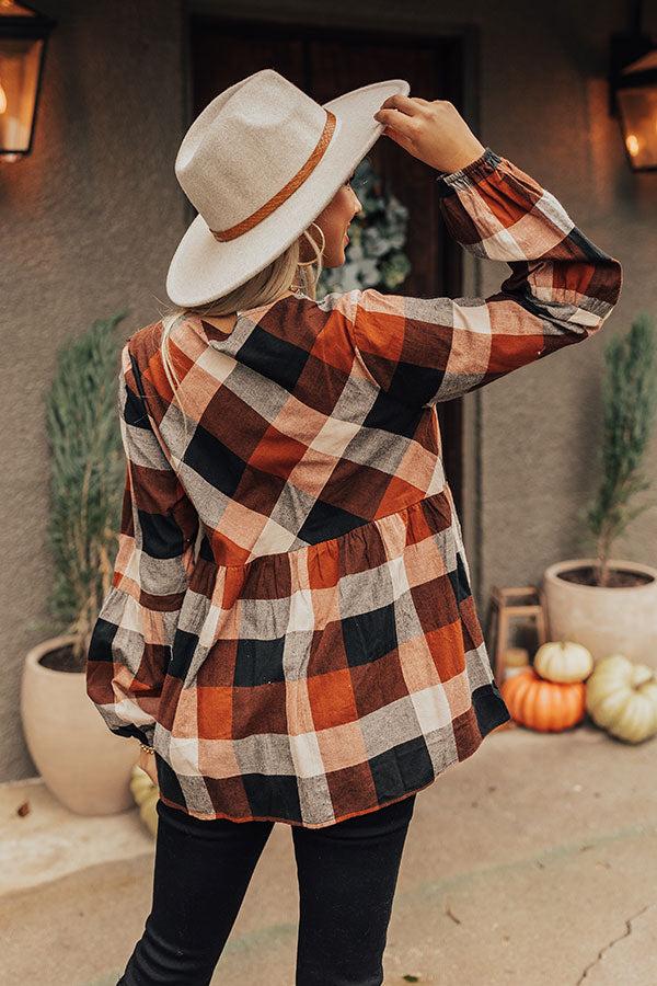 Impressions Steal Away Plaid Embroidered Top