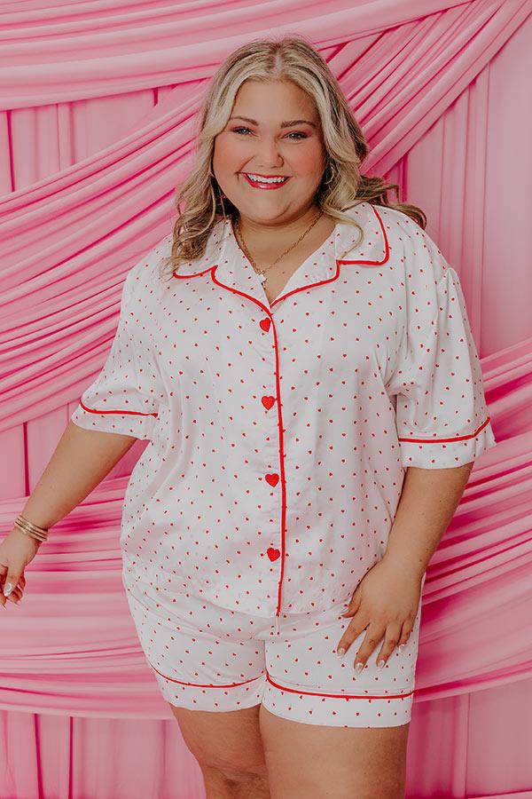 Impressions Stolen Hearts Satin Pajama Top Curves