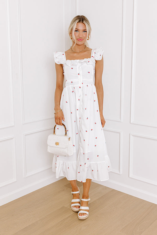 Impressions Strawberry Kisses Button Down Midi