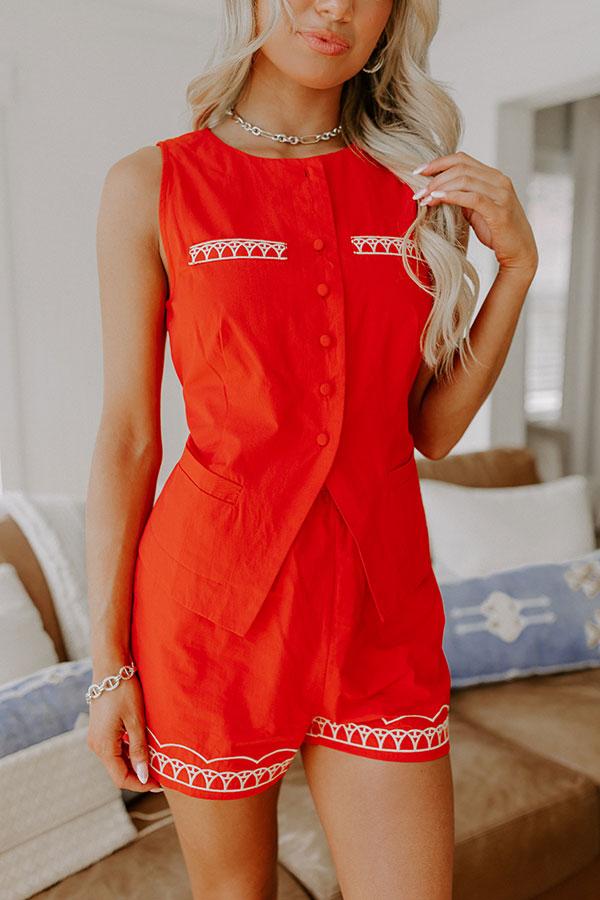 Impressions Strawberry Spritz Embroidered Vest Top