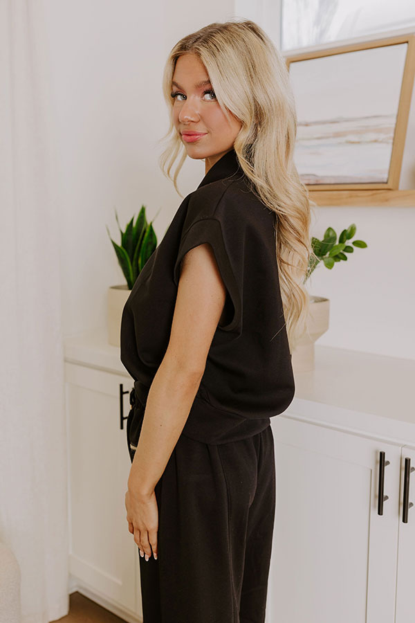 Impressions Street Style Chic Scuba Top In Black