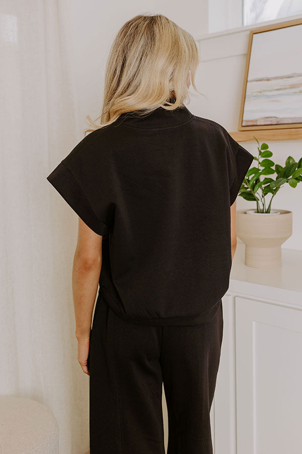 Impressions Street Style Chic Scuba Top In Black