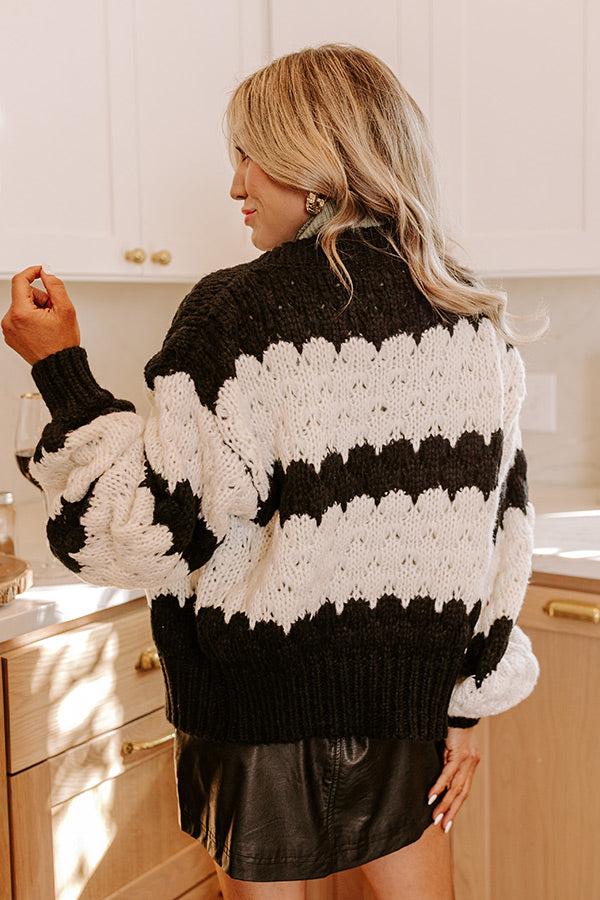 Impressions Stripe A Pose Knit Cardigan In Black