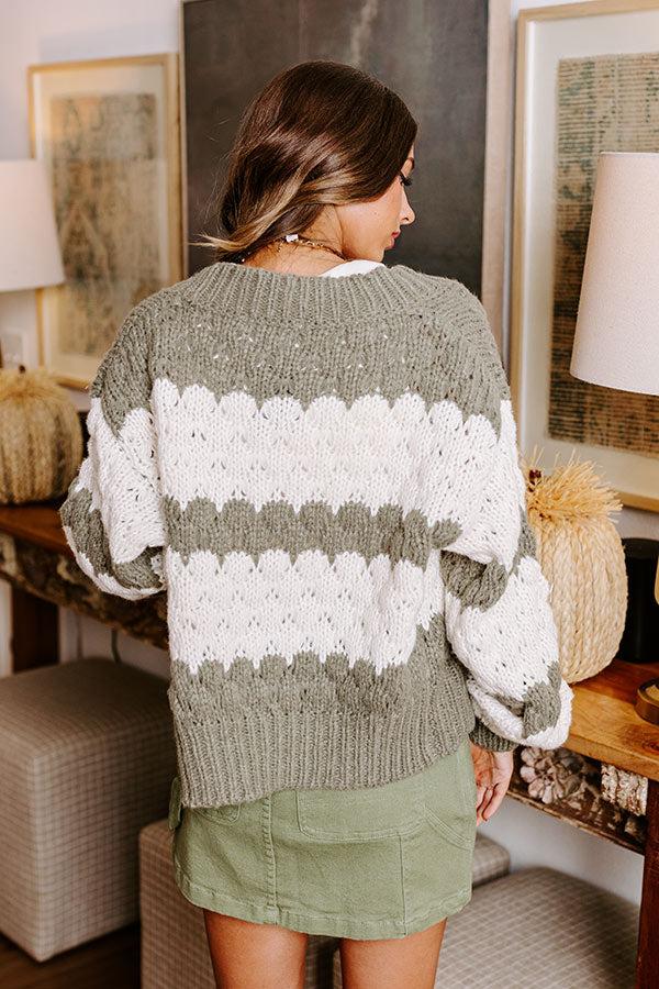 Impressions Stripe A Pose Knit Cardigan In Sage