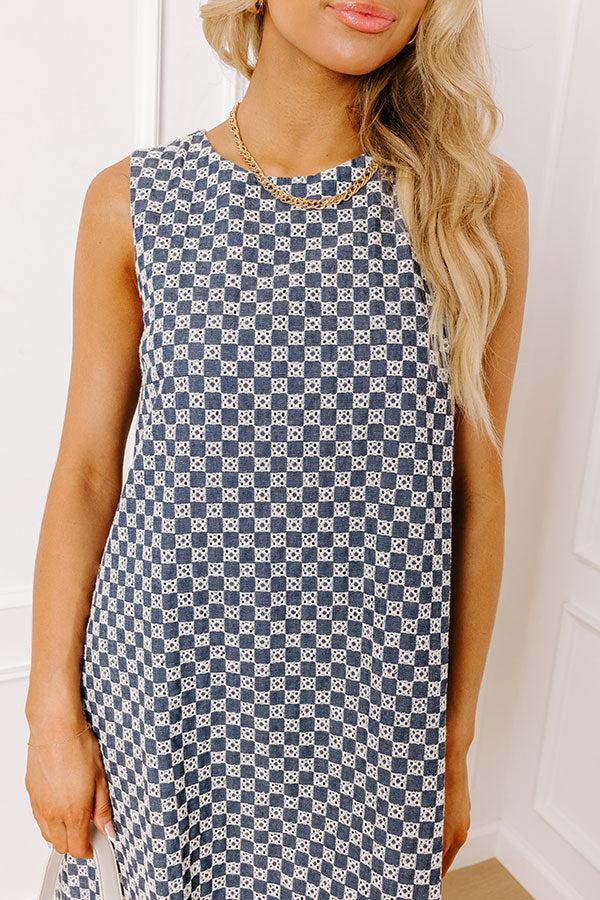 Impressions Style Check Eyelet Mini Dress