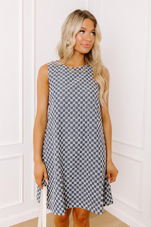 Impressions Style Check Eyelet Mini Dress