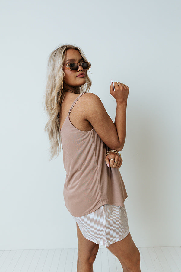 Impressions Stylish Vibes Shift Tank In Warm Taupe