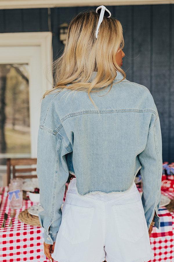 Impressions Subtly In Love Chambray Crop Top