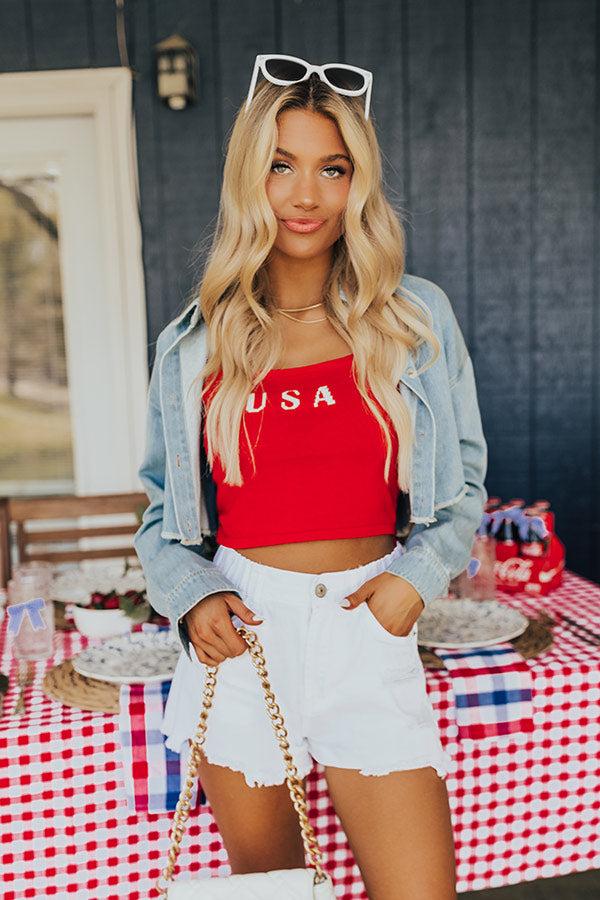 Impressions Subtly In Love Chambray Crop Top