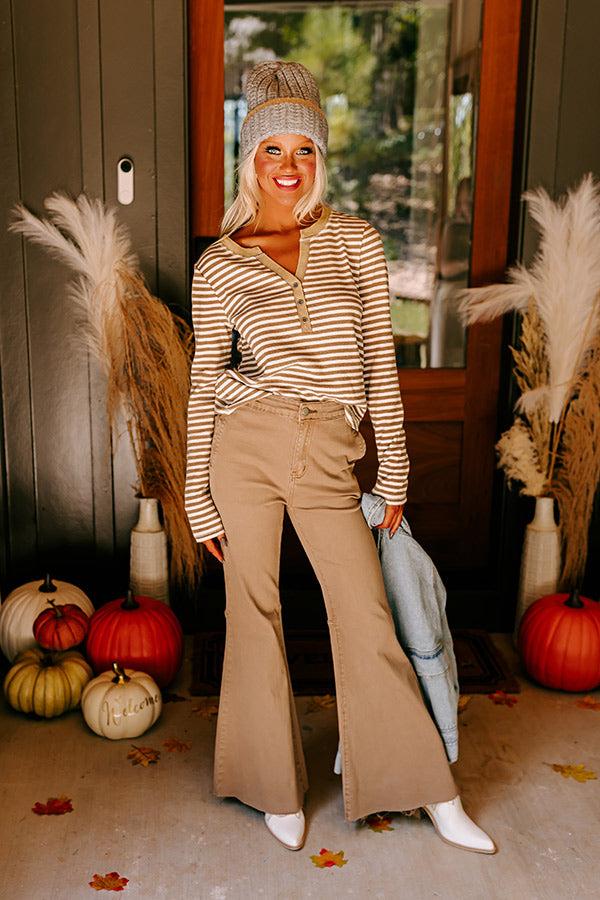 Impressions Sugar And Spice Waffle Knit Henley Top