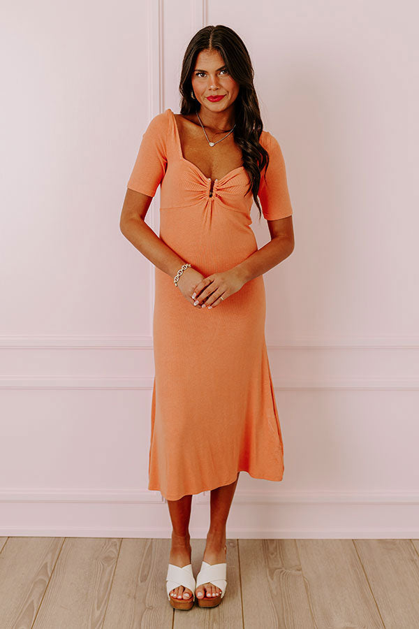Impressions Summer Breeze Ribbed Midi In Orange