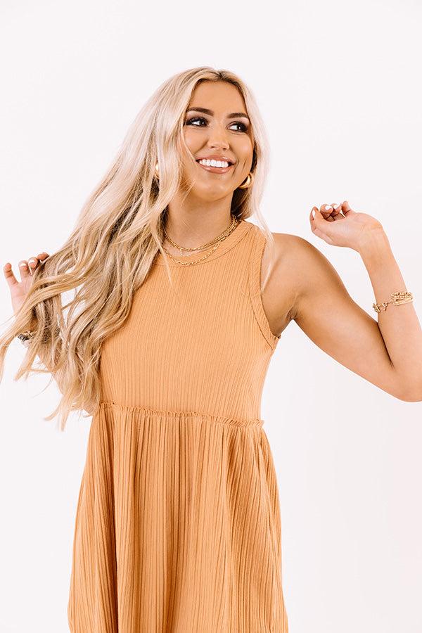 Impressions Summer Melody Babydoll Dress In Camel