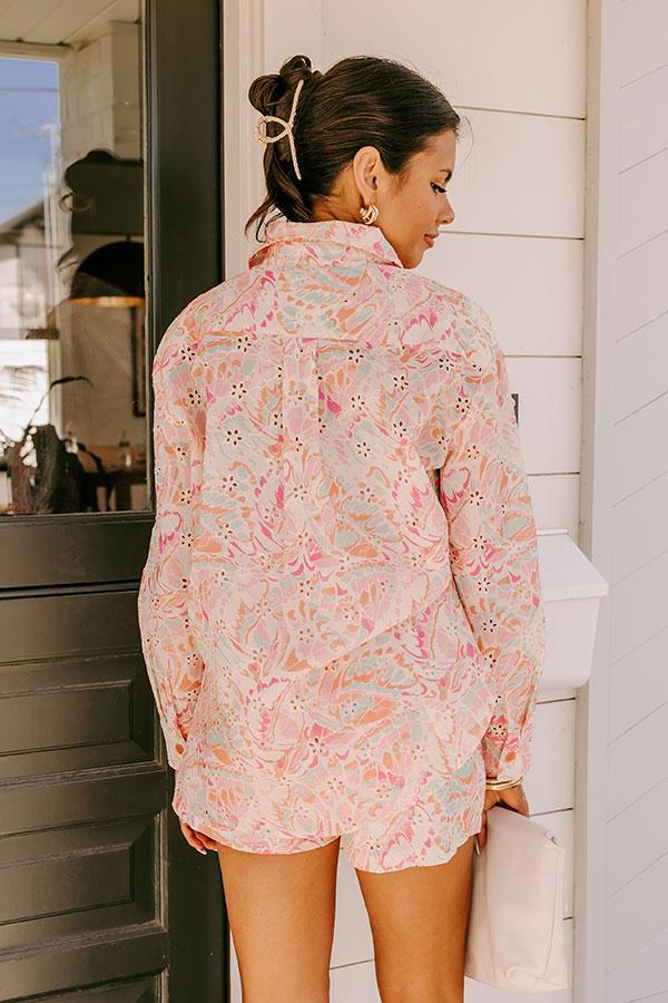 Impressions Summer Mirage Eyelet Button Up