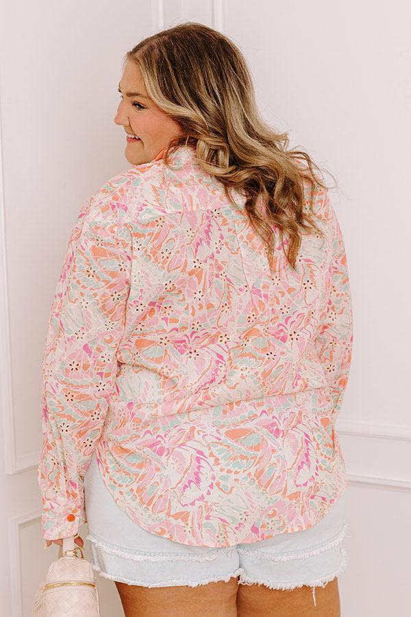 Impressions Summer Mirage Eyelet Button Up Curves