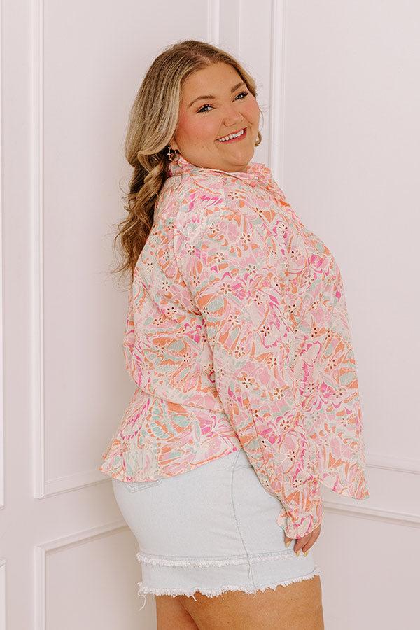 Impressions Summer Mirage Eyelet Button Up Curves