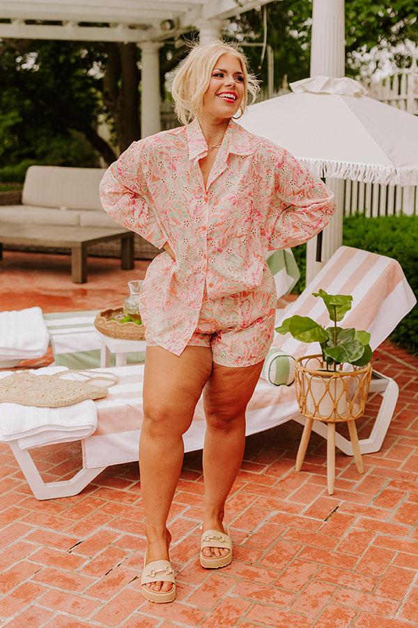 Impressions Summer Mirage Eyelet Shorts Curves