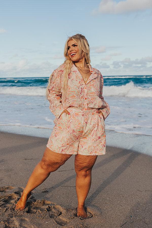 Impressions Summer Mirage Eyelet Shorts Curves