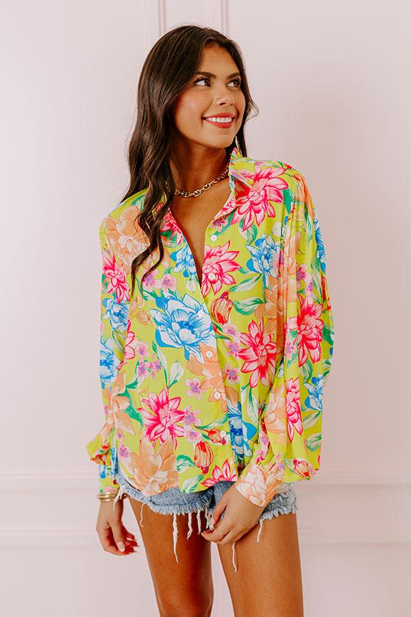 Impressions Summer Mirage Floral Button Up