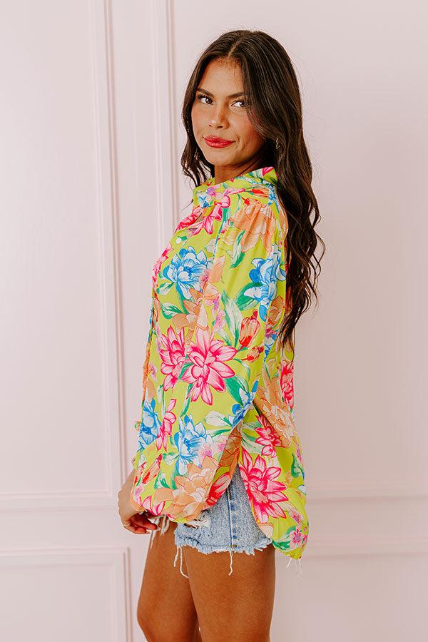 Impressions Summer Mirage Floral Button Up
