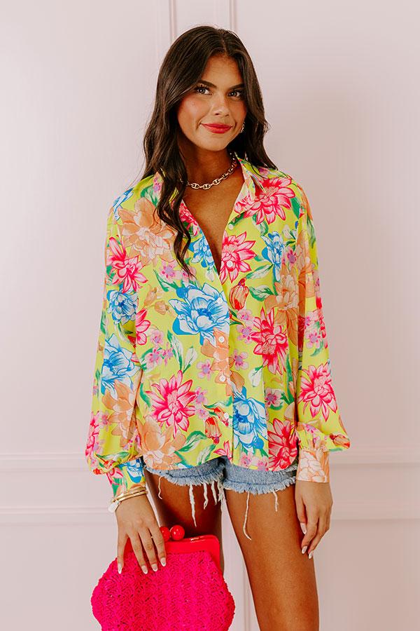 Impressions Summer Mirage Floral Button Up