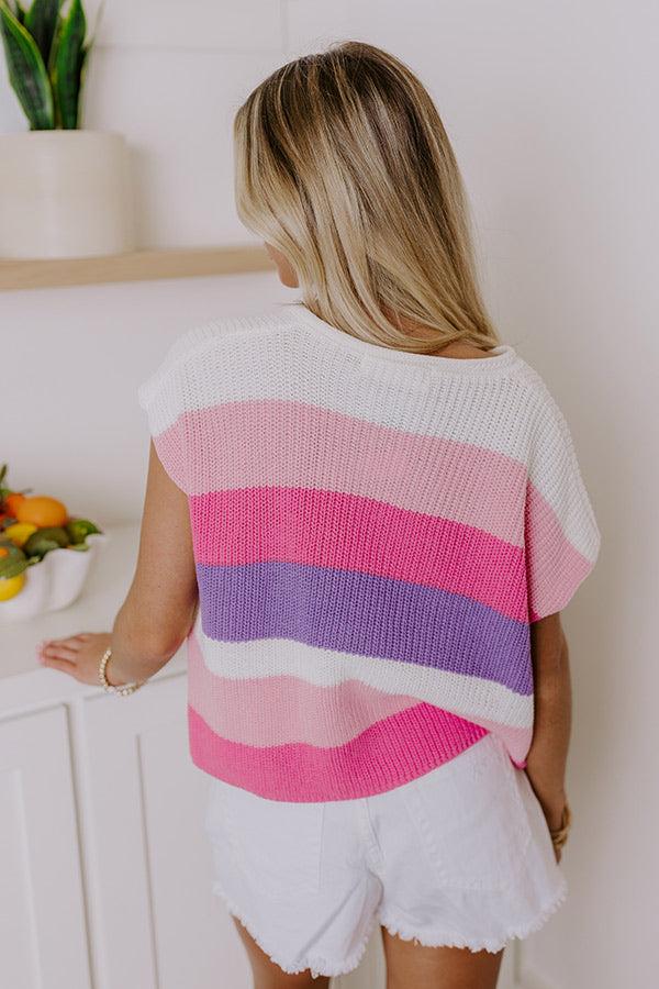 Impressions Sun-Kissed Shores Knit Top In Pink
