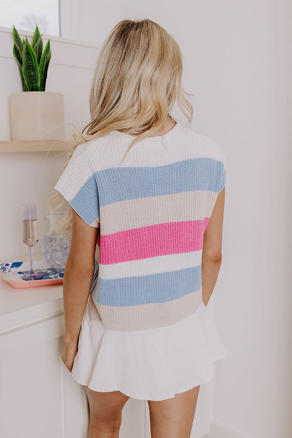 Impressions Sun-Kissed Shores Knit Top In Sky Blue