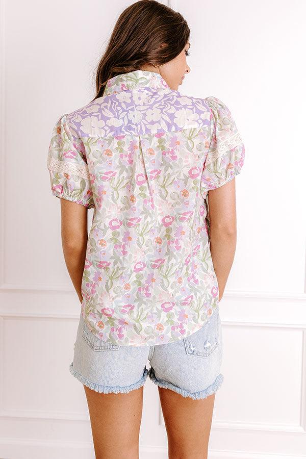 Impressions Sunday Brunch Floral Button Up