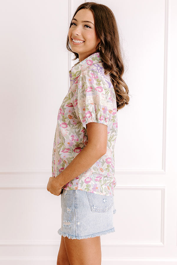 Impressions Sunday Brunch Floral Button Up