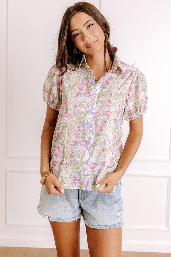 Impressions Sunday Brunch Floral Button Up