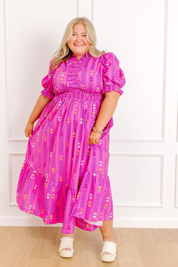 Impressions Sunday Chic Floral Midi Dress Curves