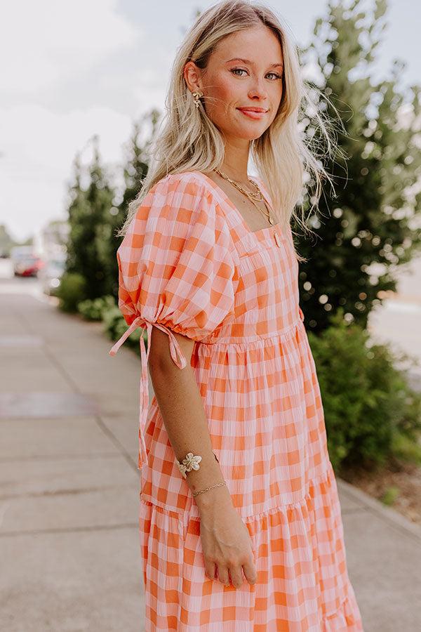 Impressions Sunkist Stroll Gingham Midi Dress